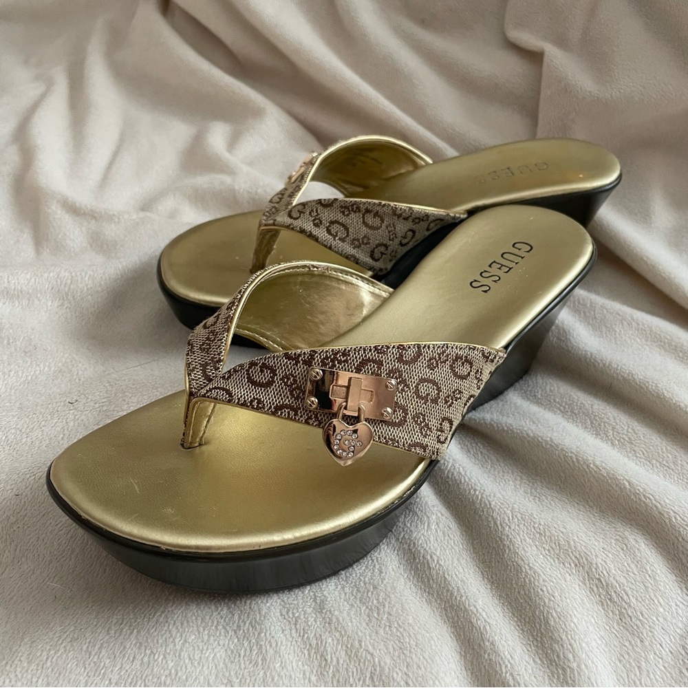 Guess Gold Wedge Sandals
